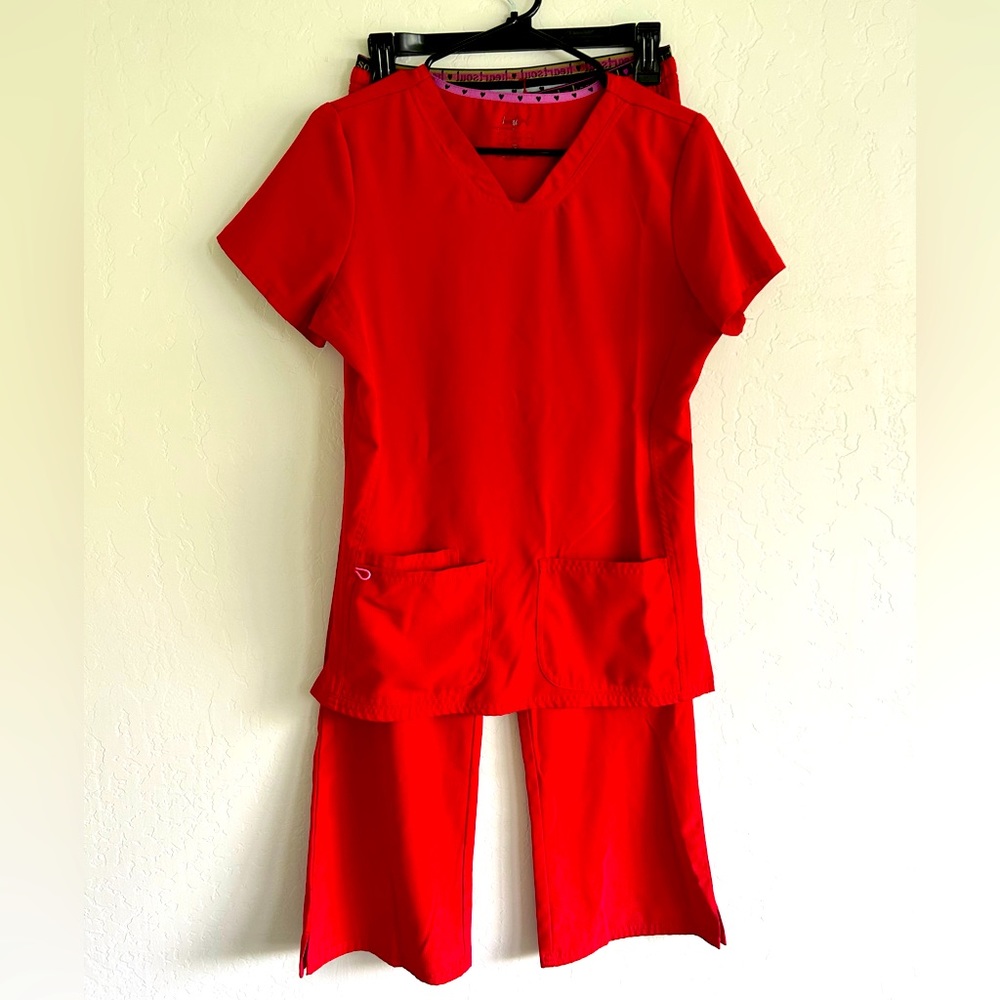Heart Soul Red Size S Scrub Set